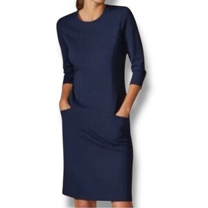 J McLaughlin Womens Dress Size M Navy Solid Blue Sheath Professional Career